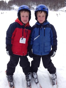 Twins Skiing