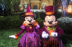 Mickey and Minnie decked out for "Mickey's Not-So-Scary Halloween Party"